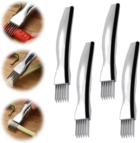 Miniatura 11 de Shred Silk The Knife, cuchillo de cebolla verde picada de acero inoxidable 2024, picador rápido de alimentos, cortador afilado de cebolleta para 1pcs