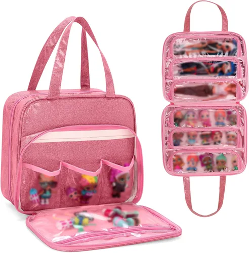 Estuche de transporte para muñecas LoDrid compatible con todas las muñecas LOL Surprise, bolsa organizadora colgante con 6 bolsillos transparentes,