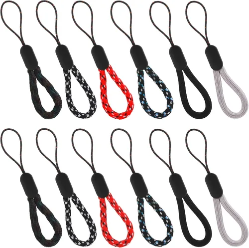 Molain 12 correas de muñeca ajustables para dedos, correas de cordón cortas portátiles, correas de nailon de colores surtidos para llaves de