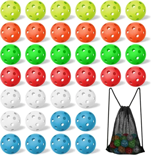 Miniatura 7 de Tanlade Paquete de 36 pelotas de práctica de béisbol, bolas de entrenamiento de plástico, bolas de softball ligeras huecas de flujo de aire con una
