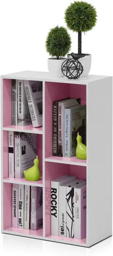Miniatura 7 de Furinno - Estantería abierta reversible de 5 cubos, color blanco y rosado, 11069WH/PI Blanco/Rosa