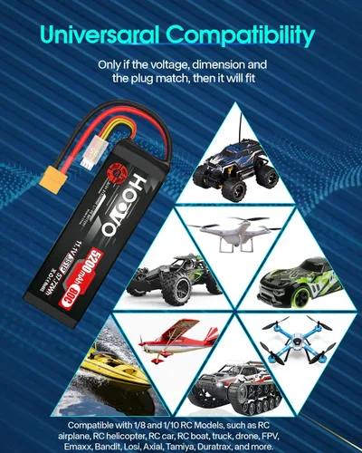 Miniatura 7 de HOOVO Batería LiPo 11.1V 3S 5200mAh 80C Softcase RC Batería XT60 Enchufe para RC Car RC Truck Avión Helicóptero Barco Carreras RC Hobby