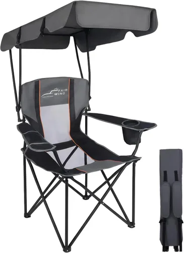 Miniatura 11 de FAIR WIND Silla de camping de gran tamaño con toldo ajustable de 380 libras de capacidad para personas pesadas, silla de playa plegable portátil