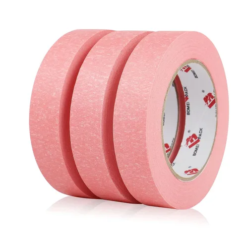 Miniatura 9 de BOMEI PACK Cinta de pintores rosa de 2,4 cm x 50,3 metros (paquete de 3), cinta de enmascarar para pintores al por mayor - Tecnología de línea