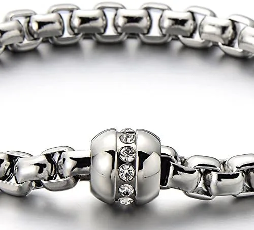 Miniatura 2 de COOLSTEELANDBEYOND - Pulsera de acero inoxidable para mujer, pulido con circonita cúbica