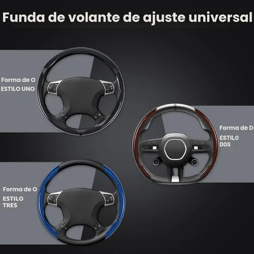 Miniatura 6 de Hiseanllo Juego de 3 fundas de volante de fibra de carbono, antideslizantes, resistentes a los rayones, ajuste universal para volantes de 14 a 16