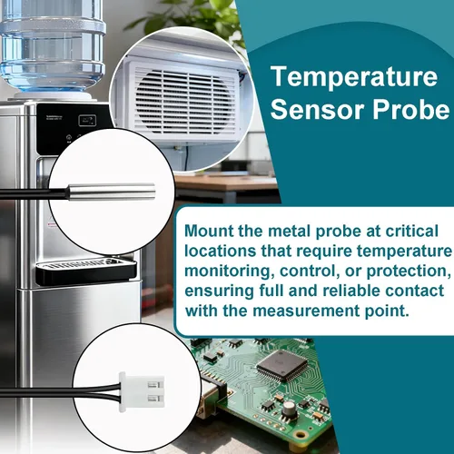 Miniatura 5 de 5 piezas 1M Sonda de sensor de temperatura 10K, sonda de sensor de termistor NTC B3950, carcasa de cobre niquelada de alta sensibilidad, precisión
