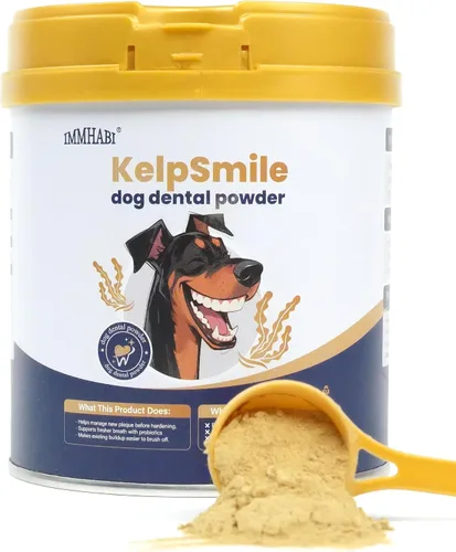 IMMHABI Polvo de limpieza de dientes para perros, 10.56 onzas (10.58 oz), polvo dental ambientador de aliento de perro, placa en polvo, removedor de