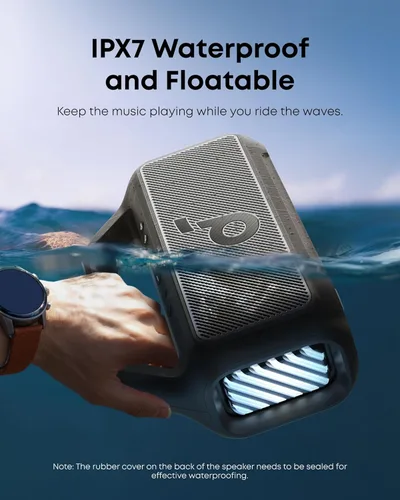 Miniatura 5 de Soundcore Boom 2 de Anker, altavoz para exteriores, 80 W, subwoofer, BassUp 2.0, tiempo de reproducción de 24 horas, IPX7 impermeable, flotante