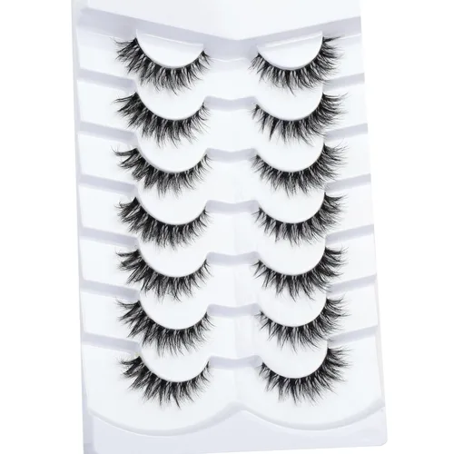 Miniatura 168 de Pooplunch - Pestañas postizas finas de visón sintético, estilo ojo de gato, naturales, cruzadas, tipo racimo, efecto 8D de volumen, tiras