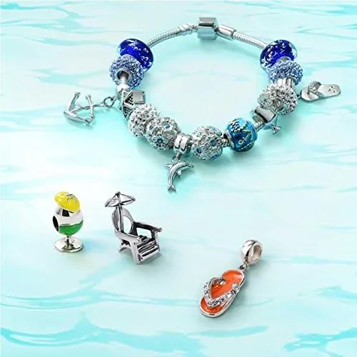 Miniatura 4 de Sillón tropical para vacaciones, cóctel, bebida, pájaro, loro, nadador, gafas de sol, sandalias de piña, playa, palmera, abalorio para mujeres