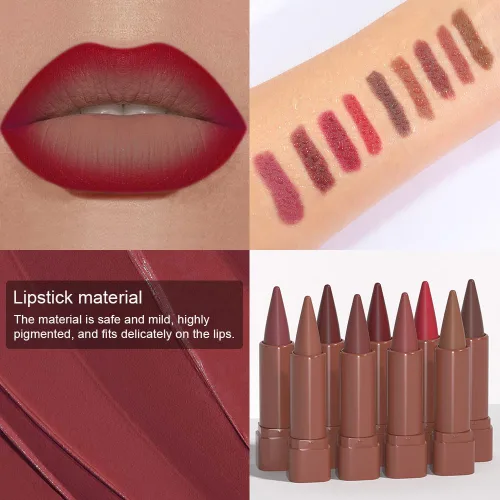 Miniatura 5 de Juegos de delineador de labios mate Nude, de ligero a oscuro, lápiz labial de terciopelo de alto pigmento para maquillaje diario, para mujeres