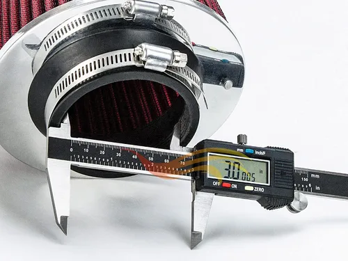 Miniatura 3 de Rtunes Racing Alto Flujo Redondo Cónico Cono Cerrado-Top Lavable Abrazadera En Seco Filtro De Aire Seco Corto Alto Rojo 2.992 in 3