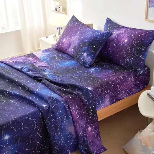 Miniatura 4 de Wake In Cloud - Juego de sábanas Constellation, juego de 4 piezas, espacio celestial, brujería estelar, galaxia, astrología, ropa de cama