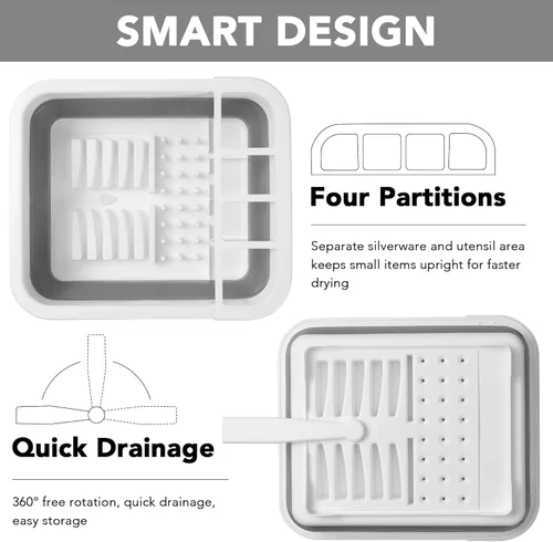 Miniatura 5 de Tiawudi Escurridor de platos plegable, escurridor de vajilla desplegable, organizador de platos portátil para cocina, caravanas, remolques de viaje