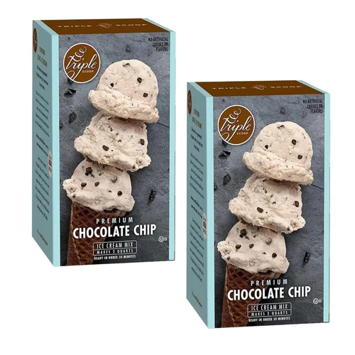 Triple Scoop - Chips de chocolate de vainilla prémium (2) mezcla de helado para hacer helados. Simple, fácil, delicioso. De mezcla gourmet a máquina