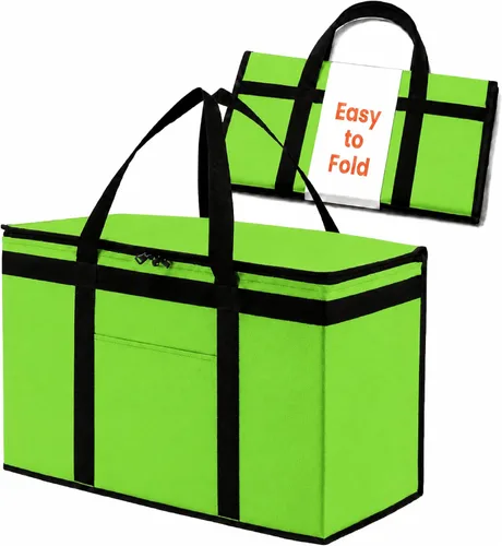 Miniatura 20 de NZ home Durable 3XL PRO Bolsa Térmica Aislada y Calentador de Alimentos para Entrega y Compras de Comestibles con Cremallera Superior, Azul Grado