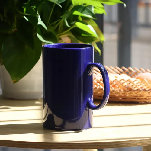 Miniatura 6 de Taza de café de cerámica extra grande de 28 onzas, M018, taza de té clásica de porcelana con asa para oficina y hogar, azul