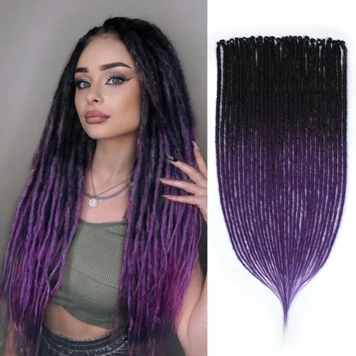 Miniatura 53 de 15 extensiones de rastas de doble extremo, 24 pulgadas, extensiones de rastas falsas de 0.6 pulgadas, color marrón degradado, extensiones de rastas