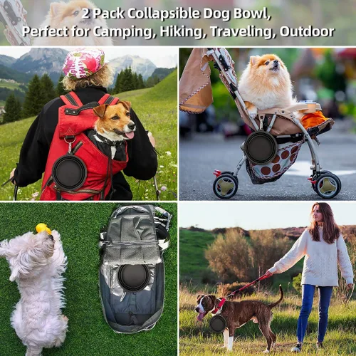 Miniatura 4 de Kytely Tazones grandes plegables para perros, paquete de 2 tazones plegables de viaje para perros de 34 onzas, cuenco portátil para alimentos