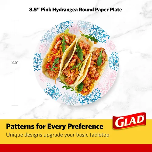 Miniatura 6 de Glad Platos desechables redondos de papel para todas las ocasiones, a prueba de remojo, a prueba de cortes, aptos para microondas, resistentes, 8.5