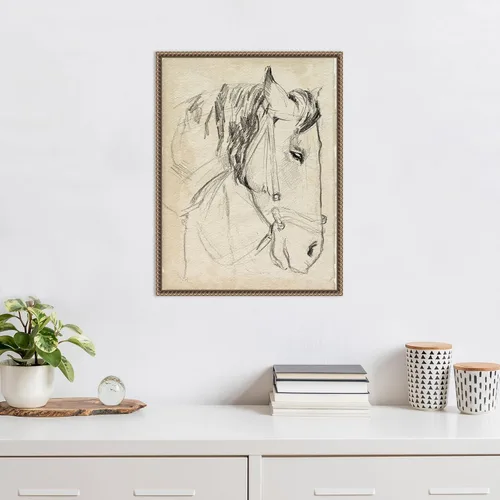 Miniatura 5 de Amanti Art Lienzo enmarcado para pared, diseño de caballo en brida, 24 x 18 pulgadas, boceto I de Jennifer Paxton Parker, lienzo enmarcado
