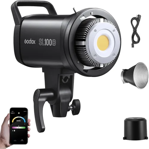 Godox SL100D Luz de día COB LED Video Light, 100W con control remoto RC-A6 5600K 32100 Lux CRI 96+ TLCI 97+ 8 Luz FX Bowens Mount Luz continua