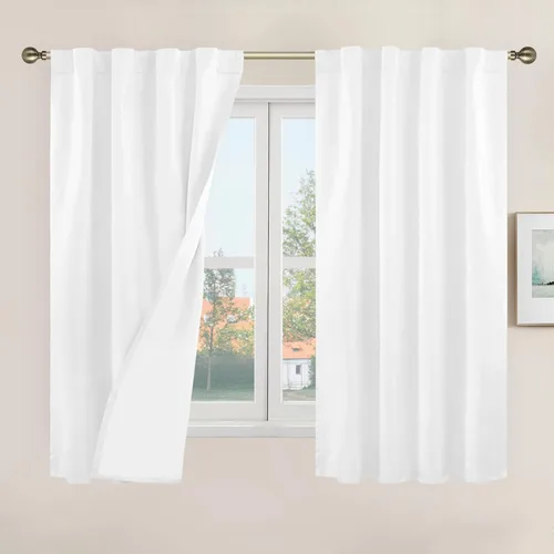 Miniatura 171 de LAMIT Cortinas de lino natural 100 % opacas para ventana, para dormitorio, 45 pulgadas, cortinas térmicas con textura de lino estilo granja