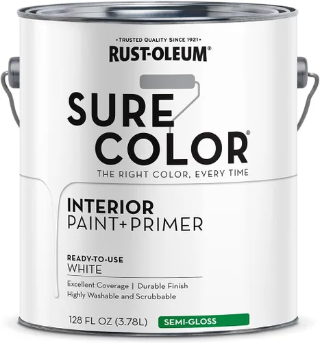 Miniatura 2 de Rust-Oleum 380227 White Sure Color - Pintura interior + imprimación, semi-brillante, 1 galón