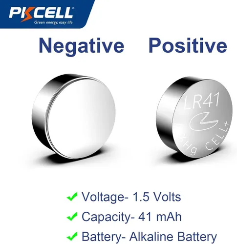Miniatura 2 de PKCELL Batería AG3 1.5V LR41 392 384 192 Botón de célula alcalina para termómetro digital - 5