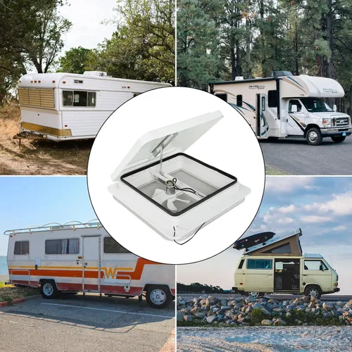 Miniatura 5 de Rejilla de ventilación de techo de 14 pulgadas para caravana, remolque, tapa blanca universal, ventilación de techo con ventilador de ventilación