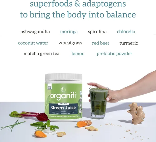 Miniatura 5 de Suplemento para comidas Green Juice (9,5 oz) 30 días de suministro, por Organifi Polvo ecológico vegano por Organifi, 1