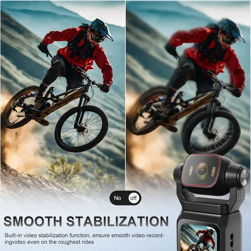 Miniatura 4 de Cámara 4K Vlogging Mini cámara de acción con bolsillo giratorio de 180° con audio y video, cámaras pov de mano con estabilización, pantalla táctil