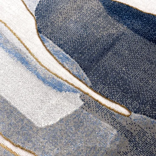 Miniatura 9 de Abani Alfombra de área lavable con diseño moderno de círculos azules y grises, impresión asimétrica contemporánea, alfombra de sala de estar de 6 x