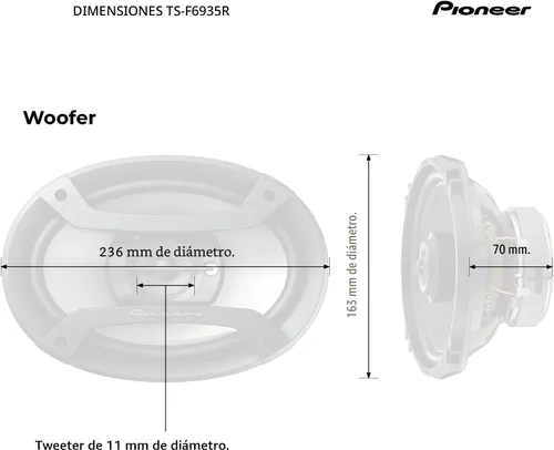 Miniatura 6 de PIONEER TS-F6935R Altavoces coaxiales de audio para coche de 3 vías, altavoces pasivos para automóvil de 6 x 9 pulgadas (par), potencia máxima