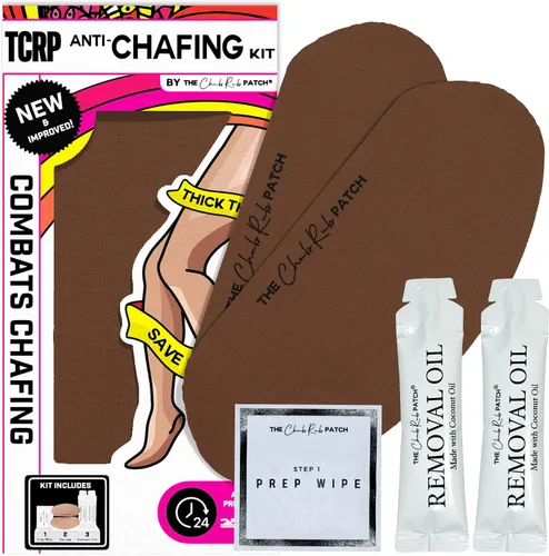 Kit de prevención de rozaduras en los muslos, incluye 1 par de almohadillas de cacao para el interior del muslo, 2 aceites de eliminación y