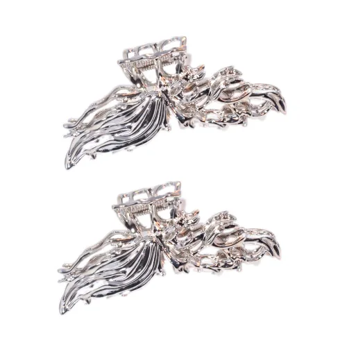 Miniatura 16 de Pinzas para el cabello de geometría plateada irregular, pasadores elegantes con diseño de lazo, adornos grandes antideslizantes y accesorios