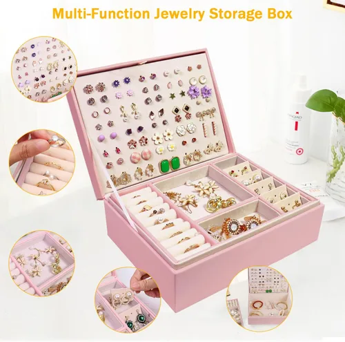 Miniatura 3 de Joyero para mujer, organizador de aretes, caja organizadora de joyas, cajas de almacenamiento de joyas, caja de joyería para aretes, caja de joyería