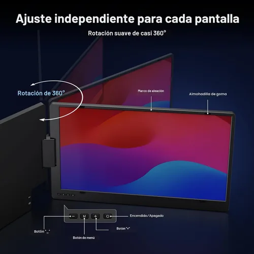 Miniatura 6 de KYY Extensor de pantalla para laptop de 15.6 pulgadas, monitor portátil FHD IPS de 1080P, un cable USB-C triple monitor, pantalla de viaje dual