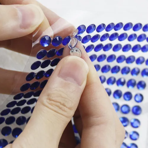 Miniatura 4 de Calcomanías de gemas de 4 tamaños, 3/4/5/0.236 in, calcomanías de diamantes de imitación autoadhesivas para maquillaje, gemas para la cara, joyas