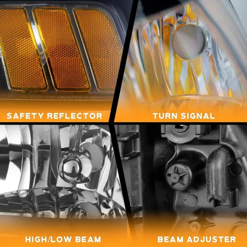Miniatura 3 de WEELMOTO - Conjunto de faros delanteros automotrices para Ford Mustang 1999-2004, par de montaje de faros de repuesto con carcasa negra para Mustang