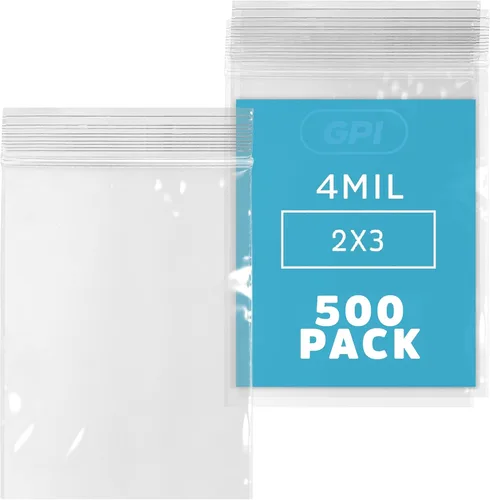 Miniatura 16 de GPI - Caja de 1000 bolsas de plástico transparente con cremallera de 3 x 3 pulgadas - Bolsas de polietileno resistentes a granel de 4 mil de grosor
