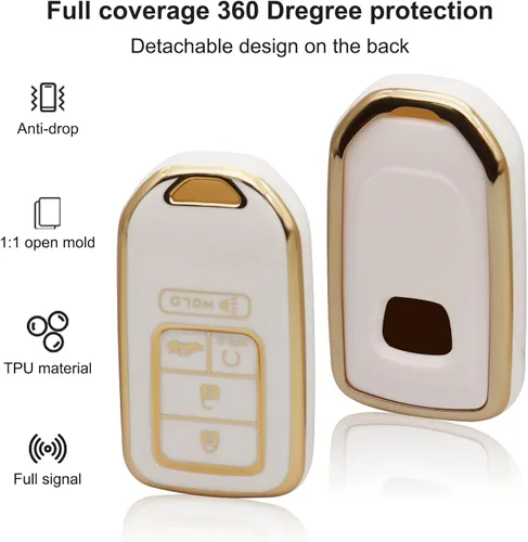 Miniatura 4 de SUNCARACCL - Funda para llavero Honda con llavero de cuero, funda protectora de TPU suave de cobertura completa para llavero Honda Accord Civic CRV