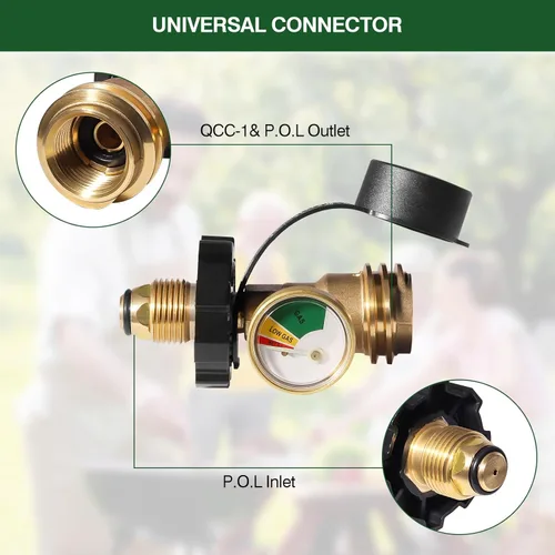Miniatura 2 de Indicador de nivel de tanque de propano POL de ajuste universal, paquete de 2 medidores de gas propano para tanque de propano LP de 100 libras