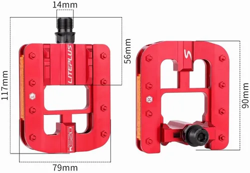 Miniatura 8 de Pedales plegables de bicicleta de aluminio, pedales de ciclismo antideslizantes universales de 9/16 pulgadas para pedal Brompton, para pedal dahon