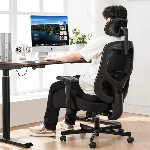 Miniatura 2 de Office Chair with Ergonomic Lumbar Support and Mesh Back for Home Office, Desk Chair with Wide Seat and Adjustable Arms for Computer Desk, Computer