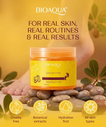 Miniatura 7 de Bioaqua Exfoliante de pies - Crema exfoliante de pedicura con aceite de karité y extractos de hierbas naturales para talones secos y ásperos