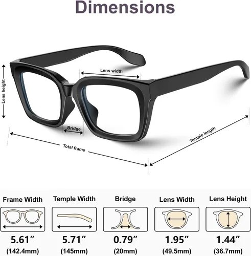 Miniatura 6 de VISOONE MONTANA - Lentes cuadrados gruesos con bloqueo de luz azul con antideslumbramiento para mujeres trabajadoras y hombres