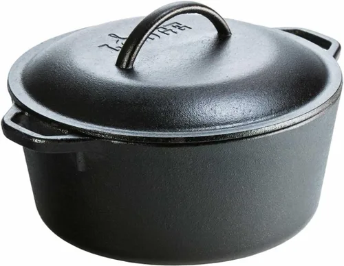 Miniatura 9 de Lodge Horno holandés pretratado con asas de bucle y cubierta de hierro fundido, 7 cuartos de galón, color negro