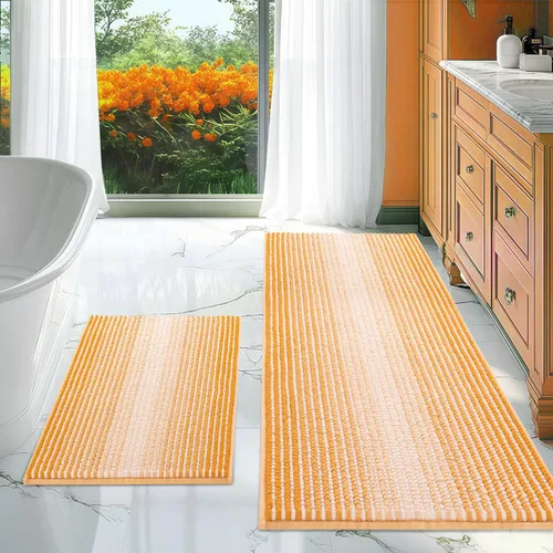 Miniatura 59 de BSICPRO Juegos de Alfombras y Tapetes para Baño, Juego de Alfombra de Baño de Felpilla Gruesa Absorbente de 2 Piezas Antideslizante, Tapetes Suaves